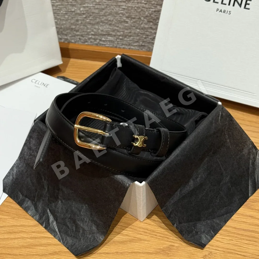 셀린느 트리용 가죽 라운드 버클 벨트 상세 이미지 1
