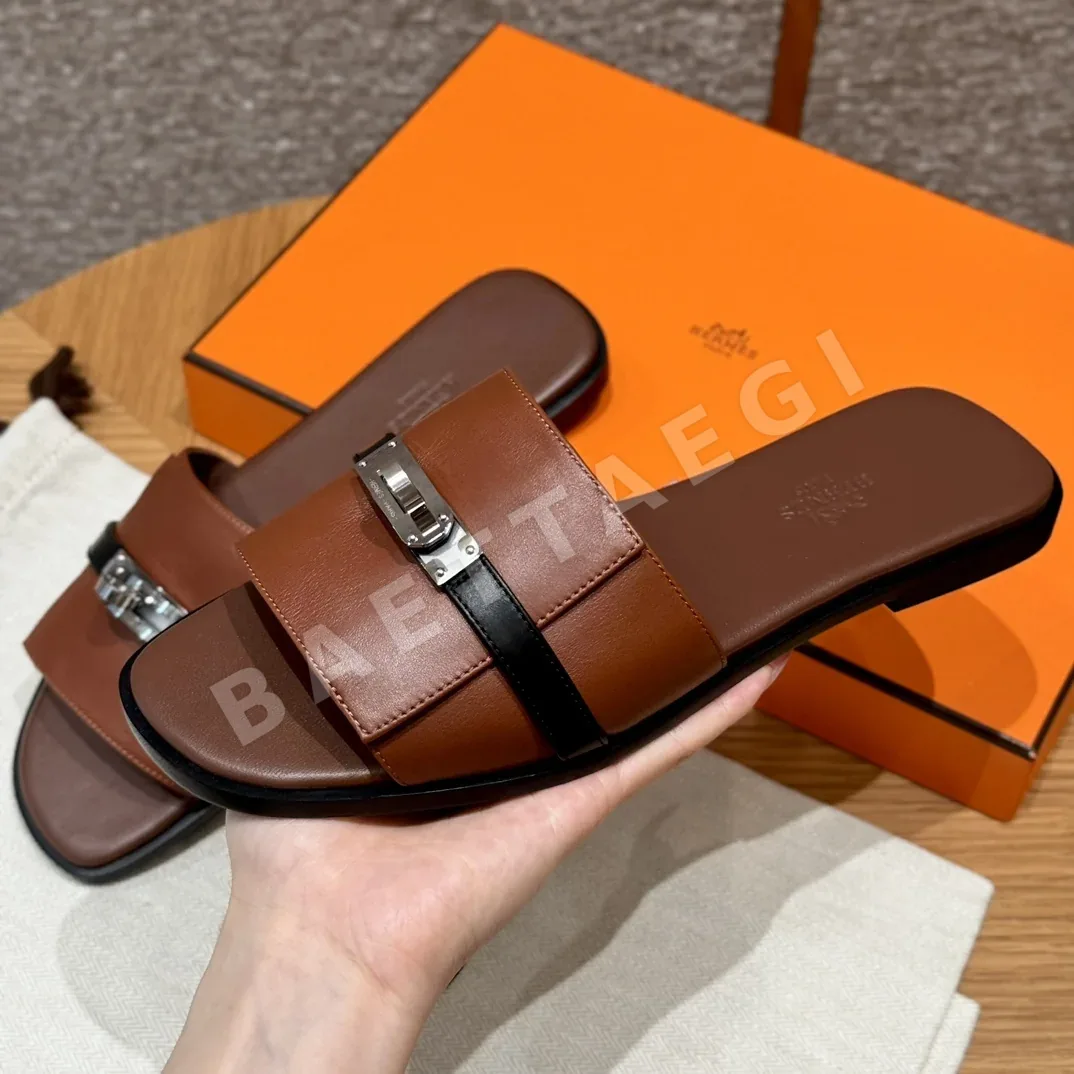 에르메스 줄리아 샌들 Saddle Red Calfskin 실버 금장 상세 이미지 5