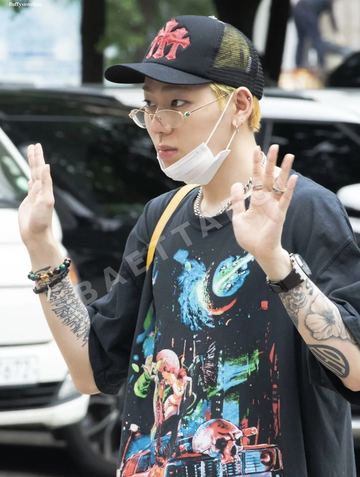 크롬하츠 은색 베이스볼 캡 빨간 십자가 패치 상세 이미지 7