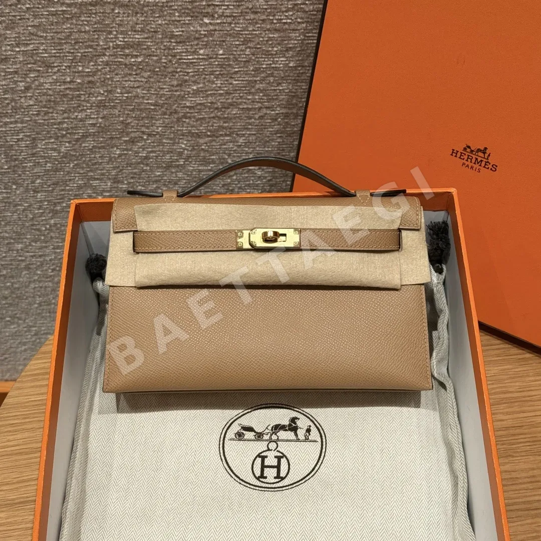 에르메스 미니 켈리 밀크티 가죽 가방 18364