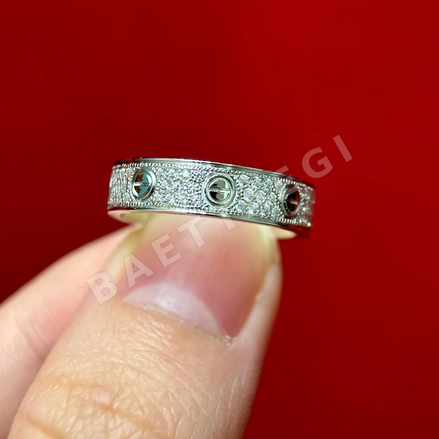 까르띠에 러브 4mm 3열 다이아몬드 반지 상세 이미지 6