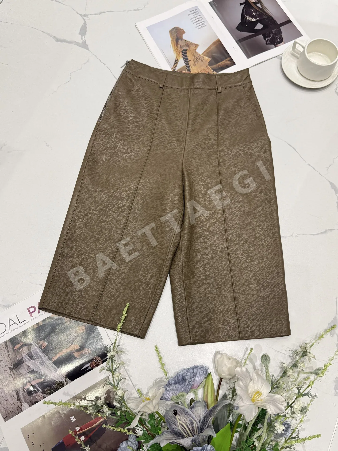 에르메스 램스킨 여성 가죽 바지 153988