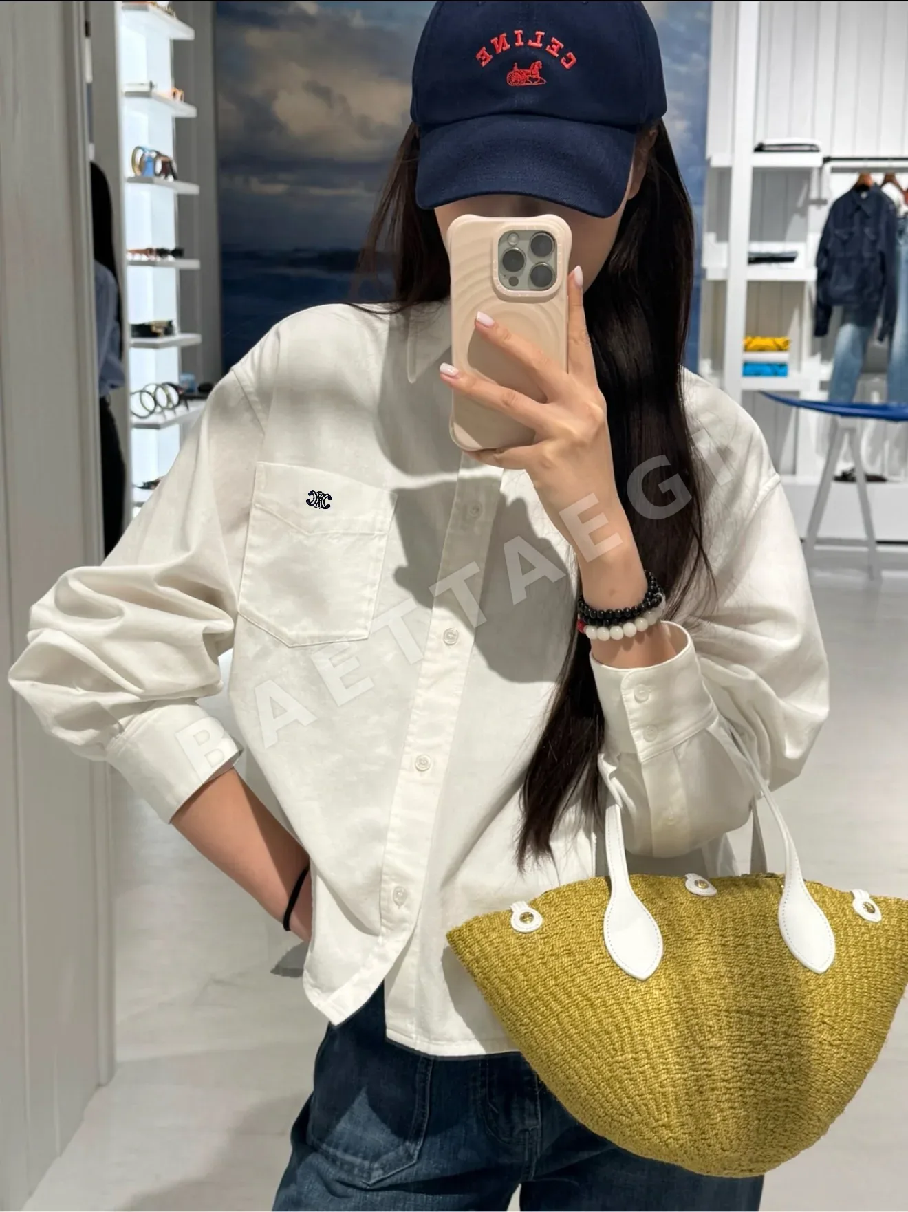 셀린느 자수 로고 데님 숏 셔츠 126461