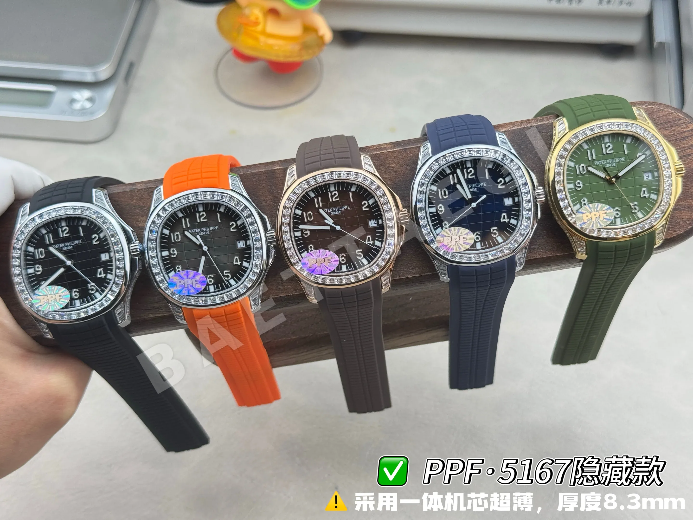 파텍필립 아쿠아넛 5167 다이아 자동 초박형 그레이 다이얼 PPF 공장 레플리카 44202 Patek Philippe 상세 이미지 2