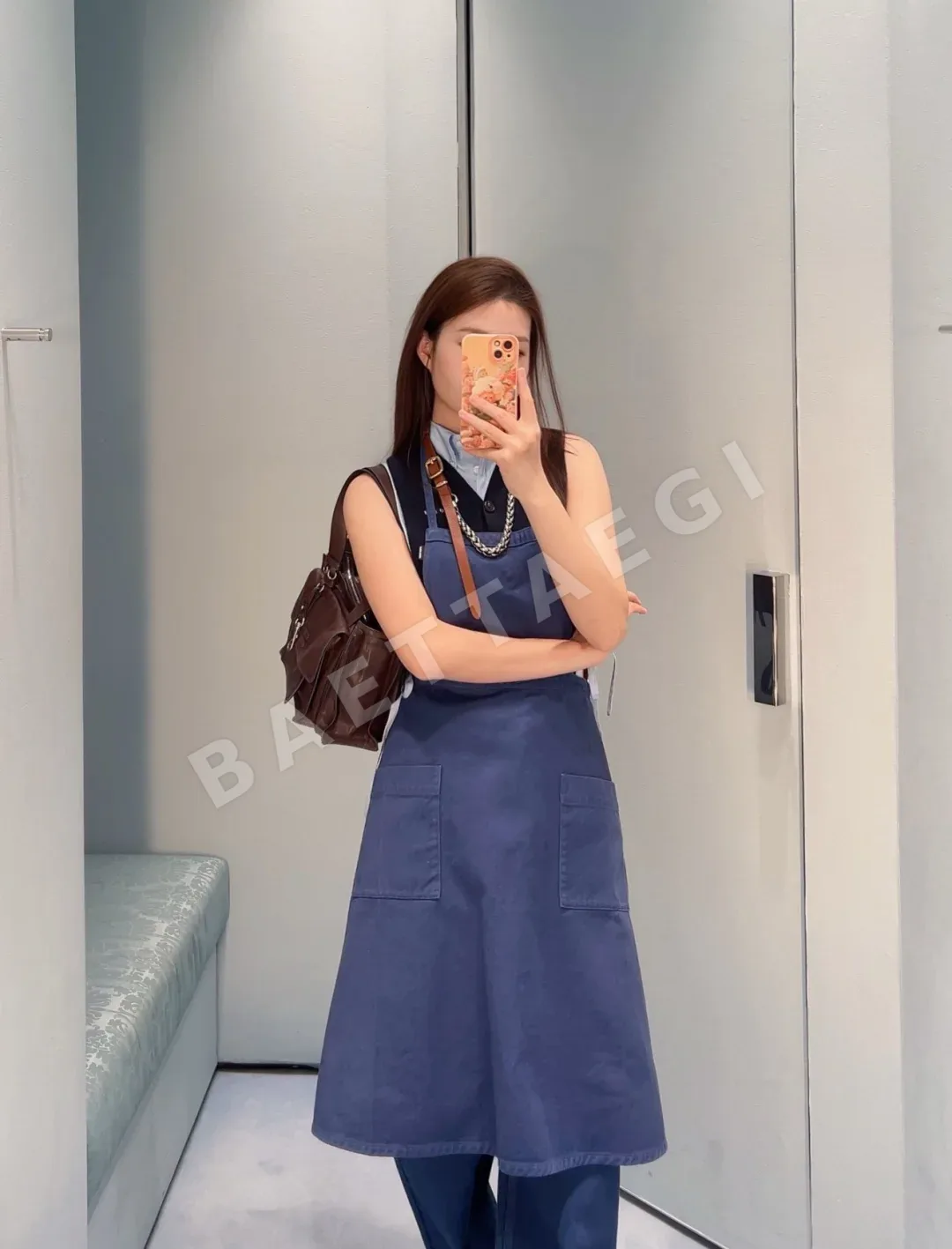 미우미우 데님 앞치마 원피스 116973