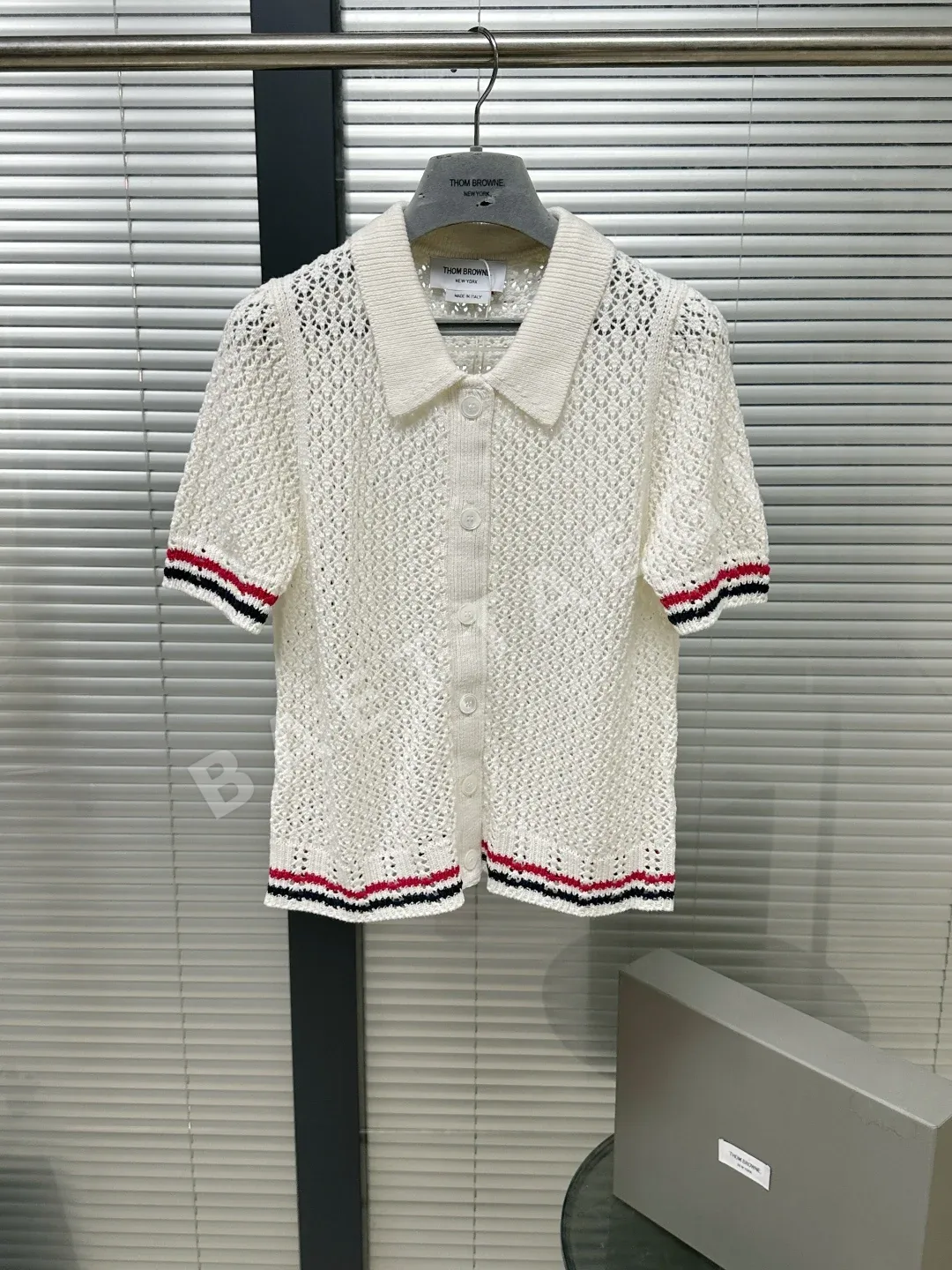 톰브라운 메시 퍼피 라운드넥 여성 반팔 니트 탑 상세 이미지 2