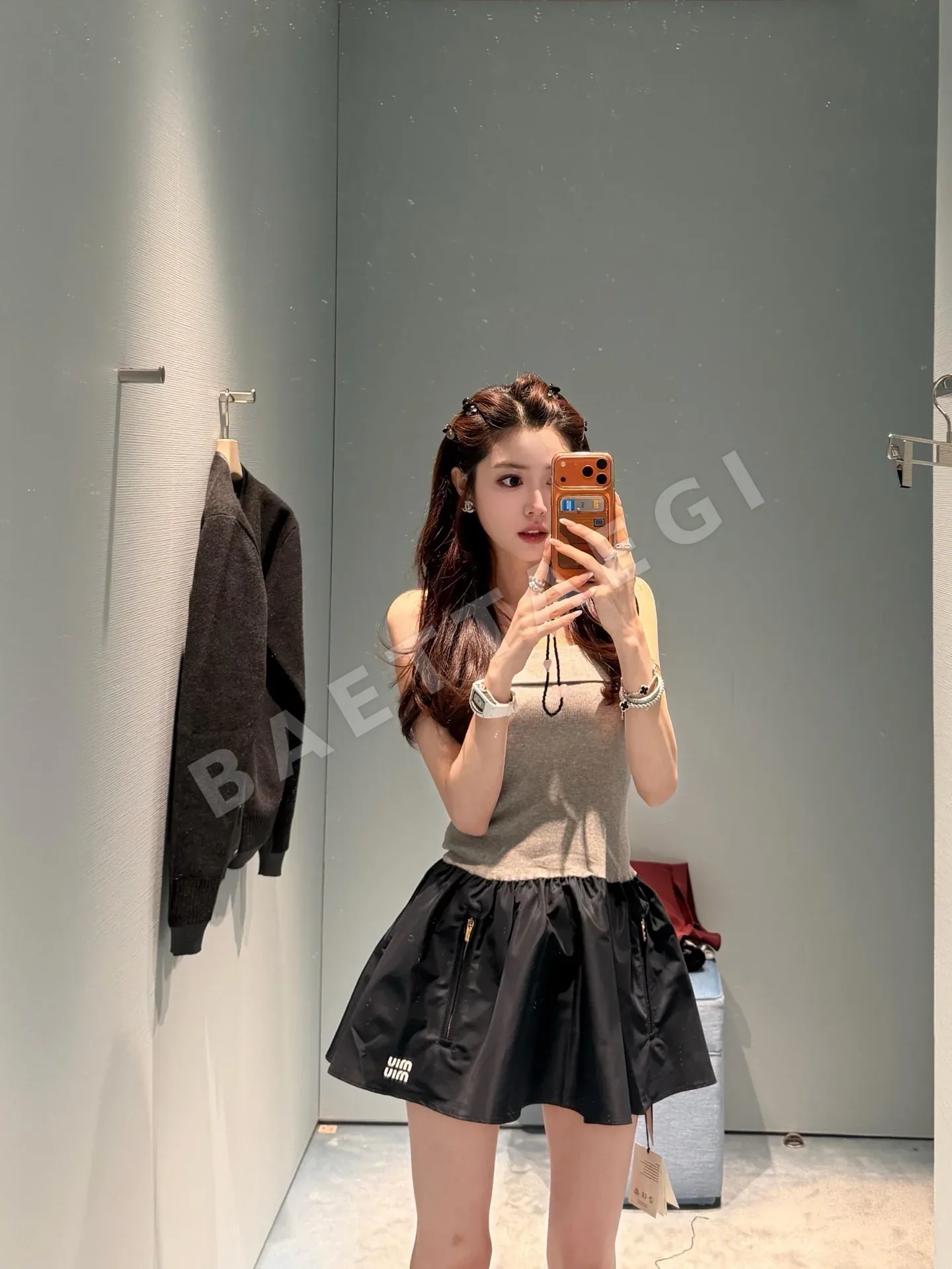 미우미우 컬러 블록 스트랩리스 원피스 상세 이미지 6