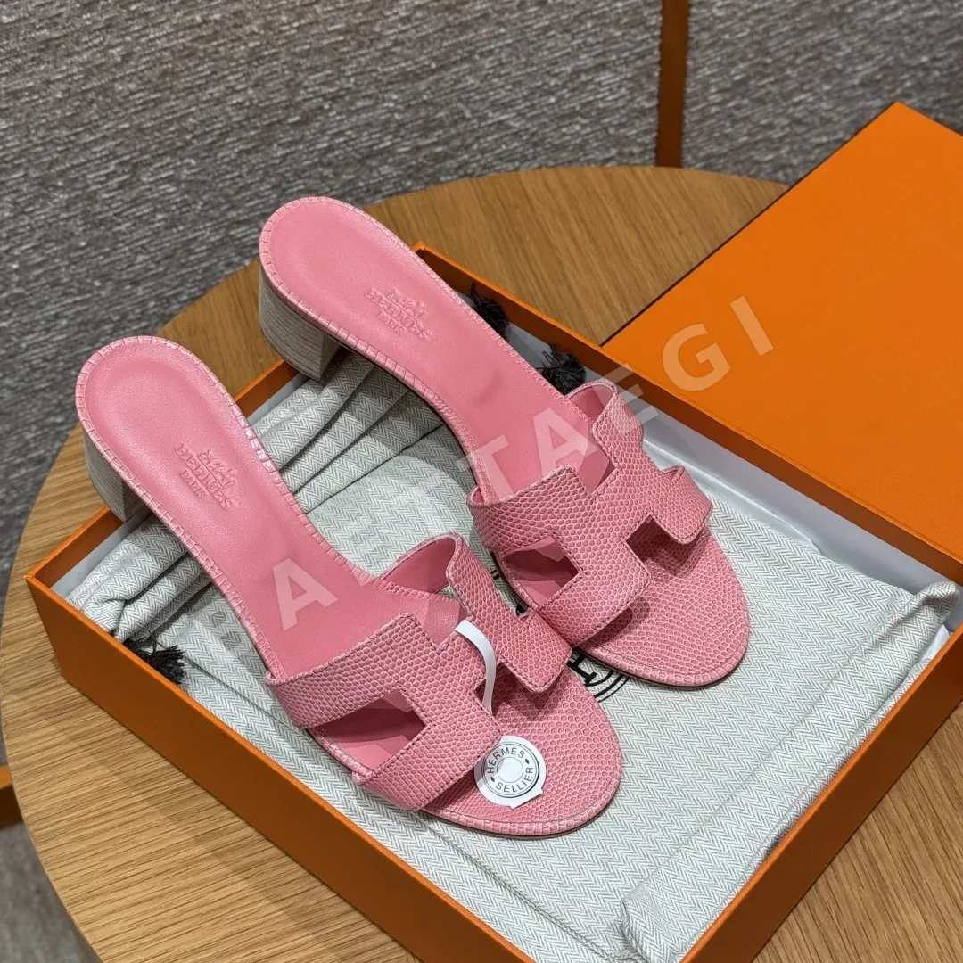 에르메스 오아시스 샌들 핑크 도마뱀가죽 하이힐 164383