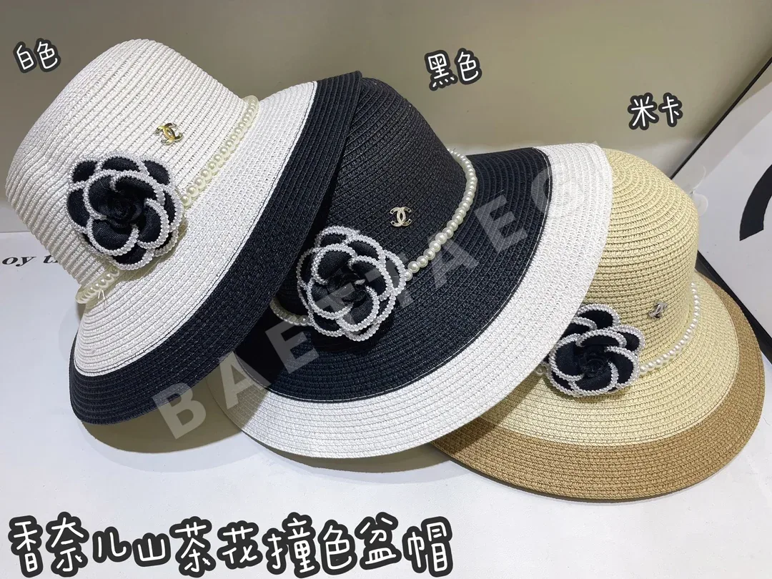 샤넬 스트로우 카멜리아 버킷햇 82167