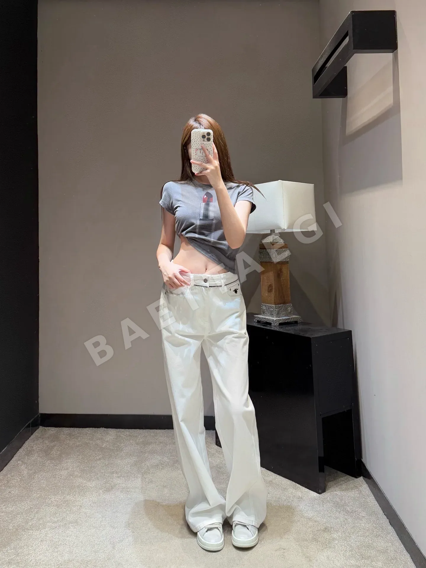 디올 와이드 레그 하이웨스트 데님 바지 상세 이미지 2