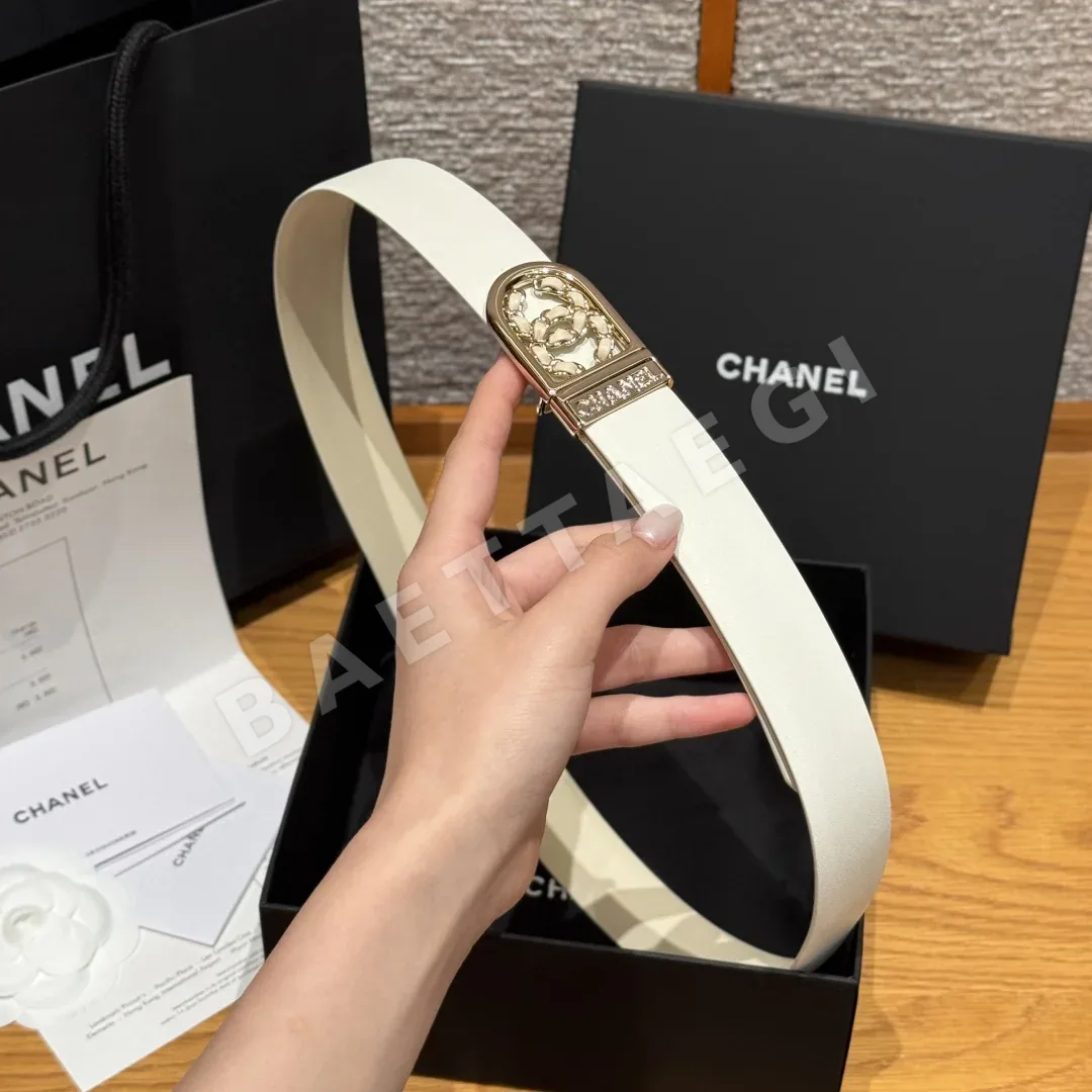 샤넬 더블 C 골드 메탈 양면 소가죽 벨트 상세 이미지 5