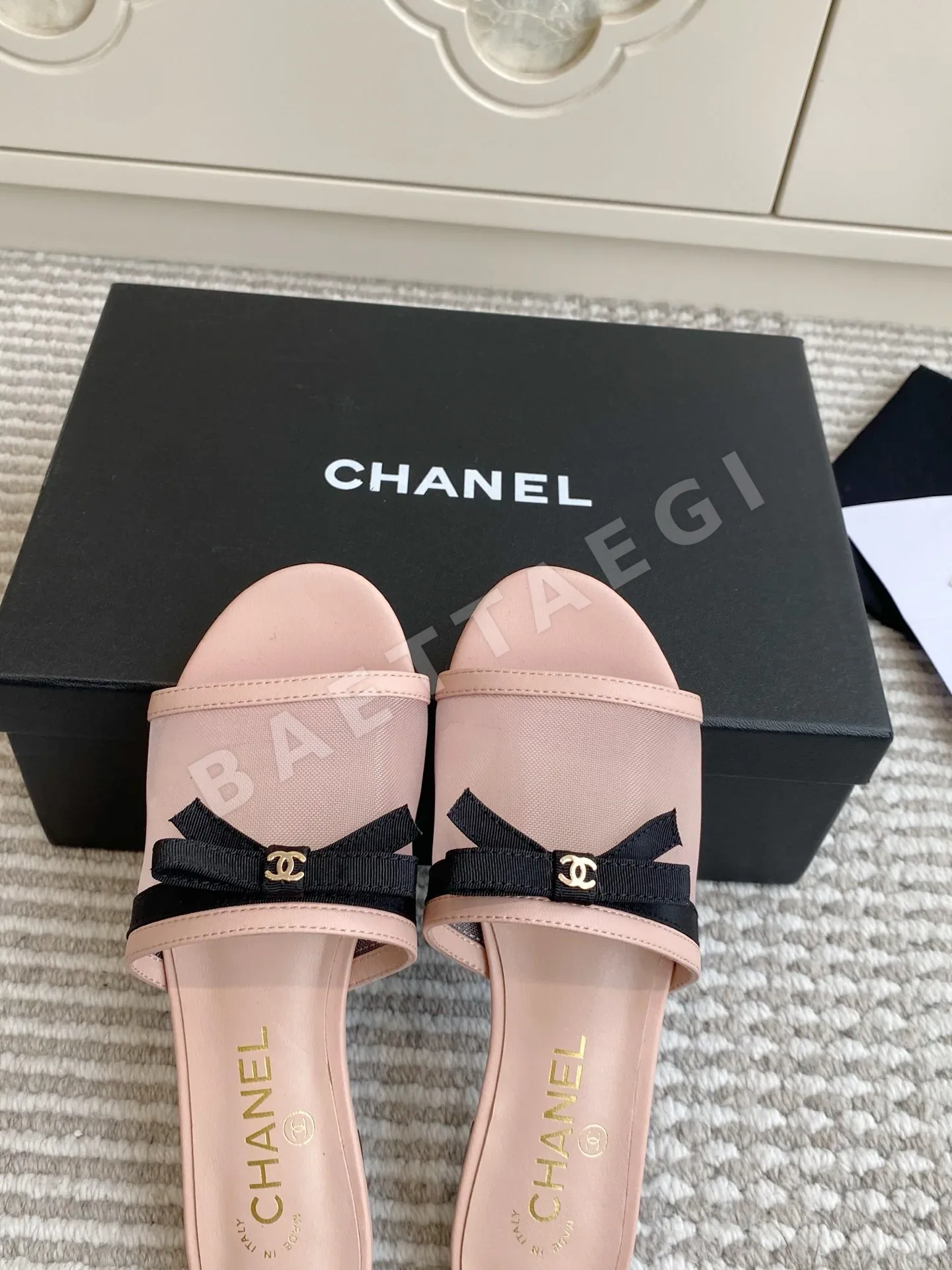 샤넬 메시 더블 C 리본 보우 샌들 상세 이미지 6