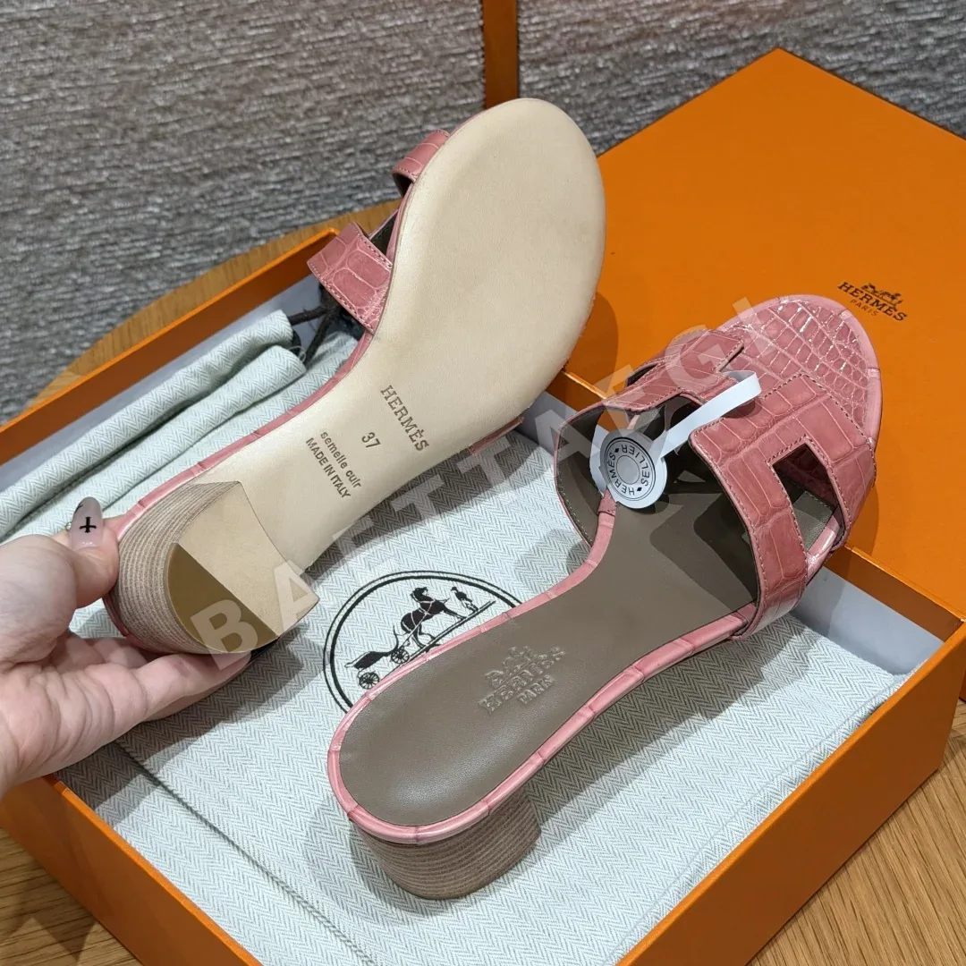 에르메스 오아시스 샌들 밀크쉐이크파우더 가죽 클래식한 H형 상세 이미지 7