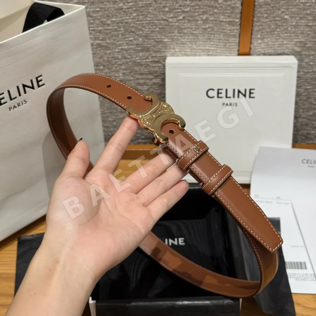 셀린느 개선문 로고 금장 소가죽 벨트 상세 이미지 3