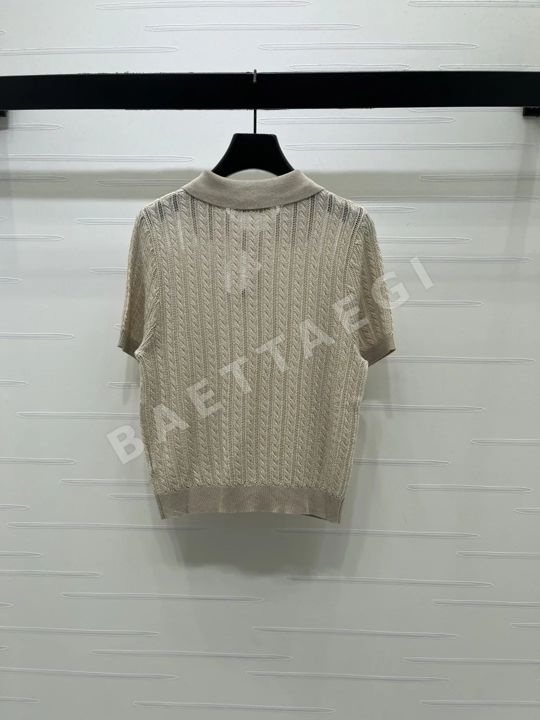 브루넬로쿠치넬리 케이블 니트 카라 여성 반팔 탑 상세 이미지 8