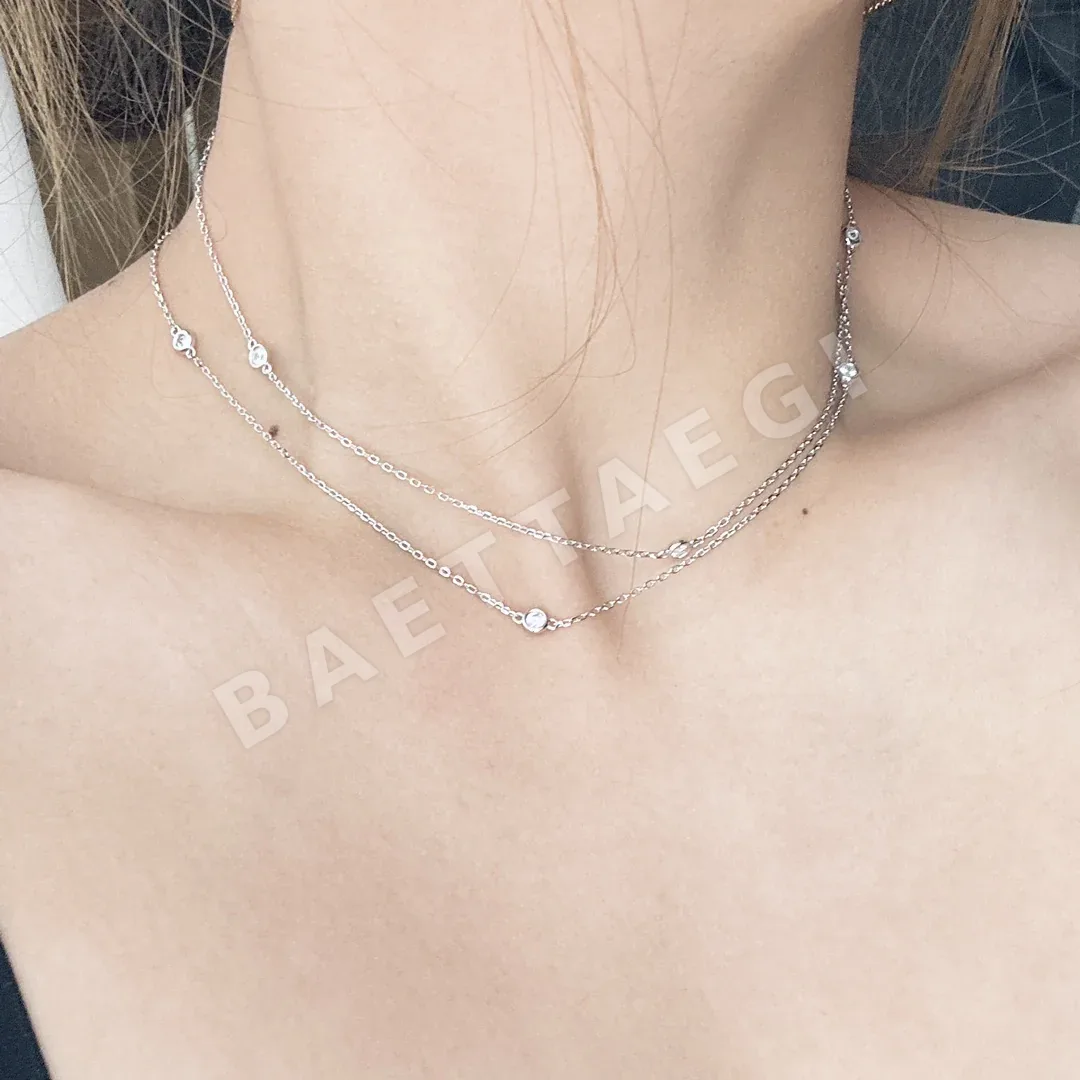 티파니 물방울 다이아몬드 장식 롱 목걸이 상세 이미지 3