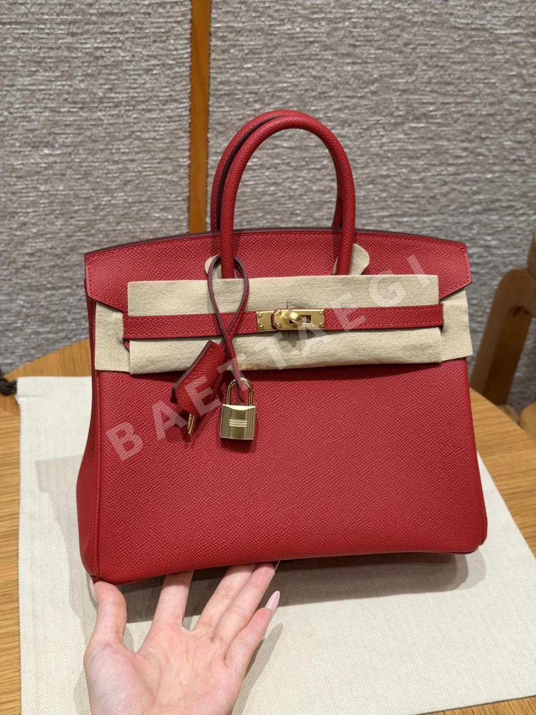 에르메스 버킨 25 레드 앱송 가방 144309