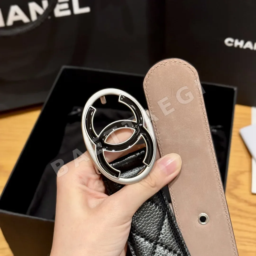 샤넬 라운드 다이아몬드 패턴 시어스킨 벨트 상세 이미지 4