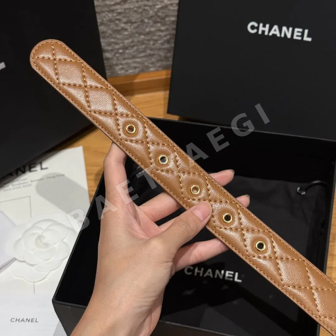 샤넬 다이아몬드 패턴 램스킨 더블 C 벨트 상세 이미지 7