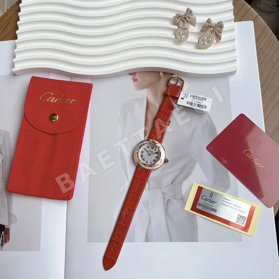 까르띠에 시계 로즈골드 사파이어 글라스 화이트 레플리카 42826 Cartier 상세 이미지 2