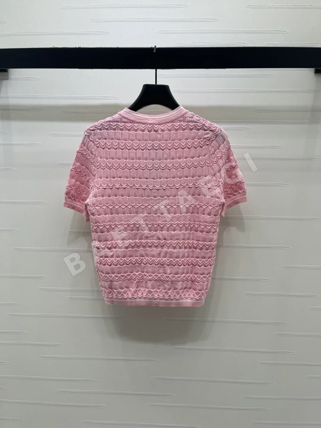샤넬 물결무늬 크루넥 반팔 가디건 상세 이미지 8