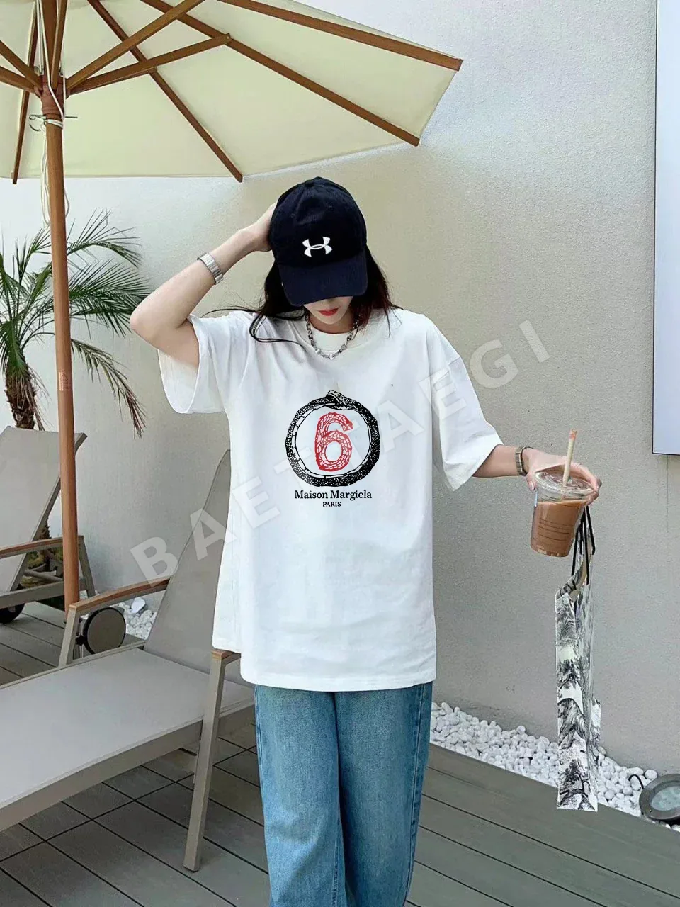 마르지엘라 프린트 로고 코튼 반팔 티셔츠 상세 이미지 9