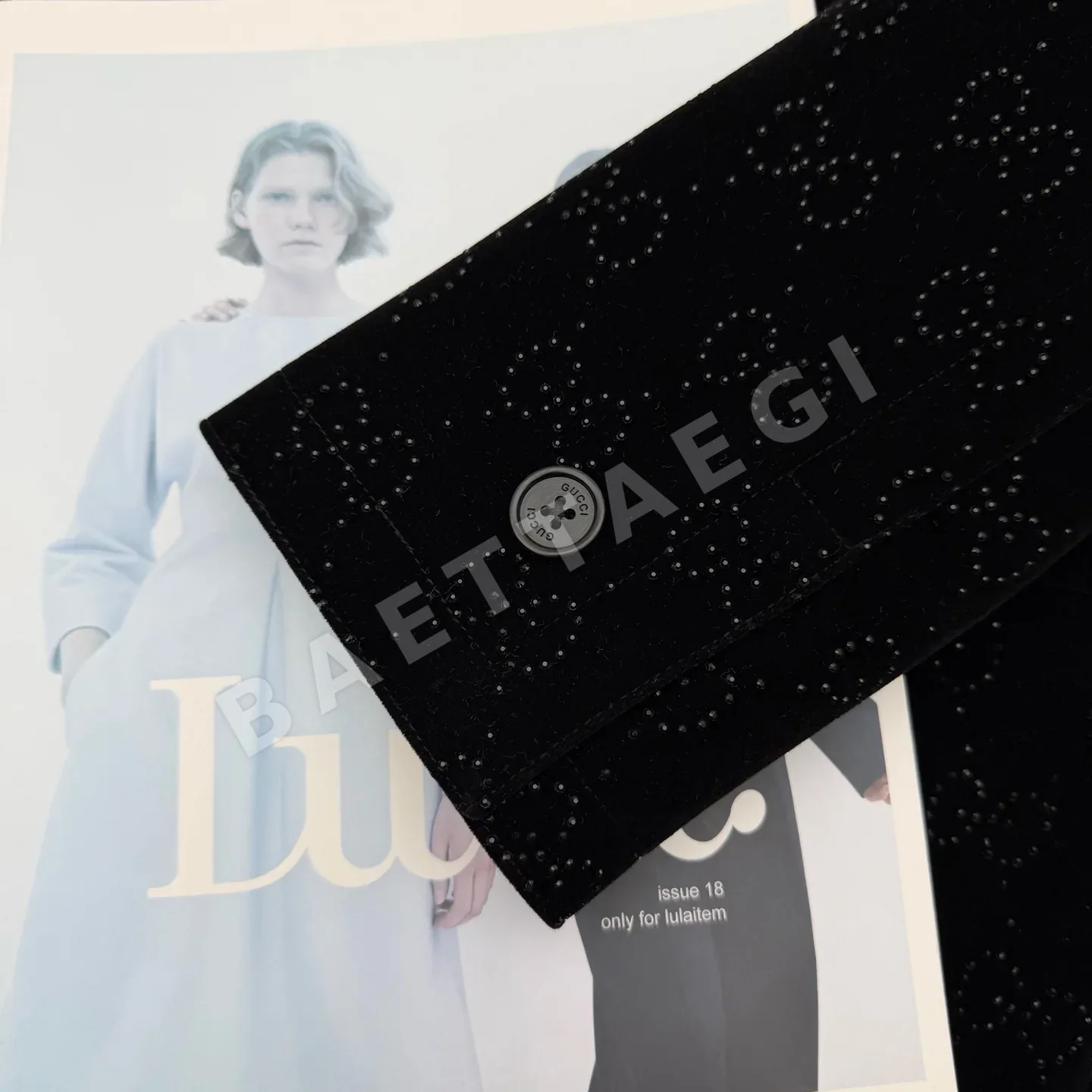 구찌 더블 G 로고 라인스톤 벨벳 라펠 자켓 상세 이미지 7