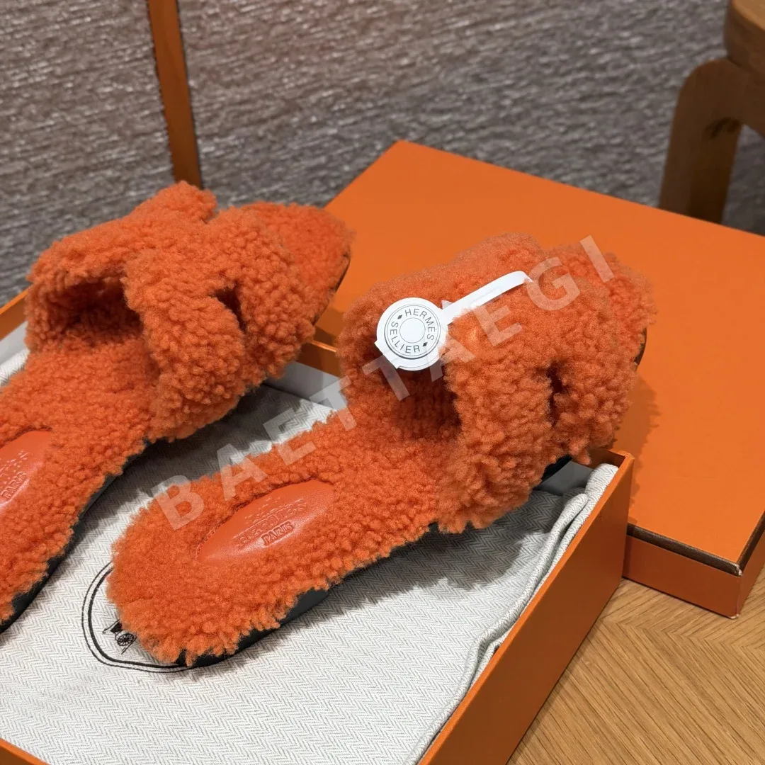 에르메스 오란 샌들 오렌지 울 H 컷아웃 상세 이미지 5