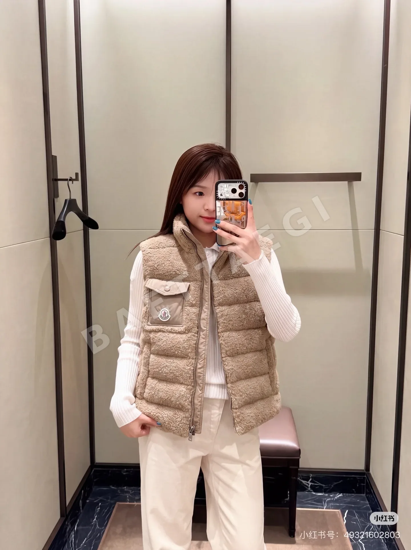 몽클레르 테디베어 플리스 울 다운 여성 조끼 상세 이미지 7