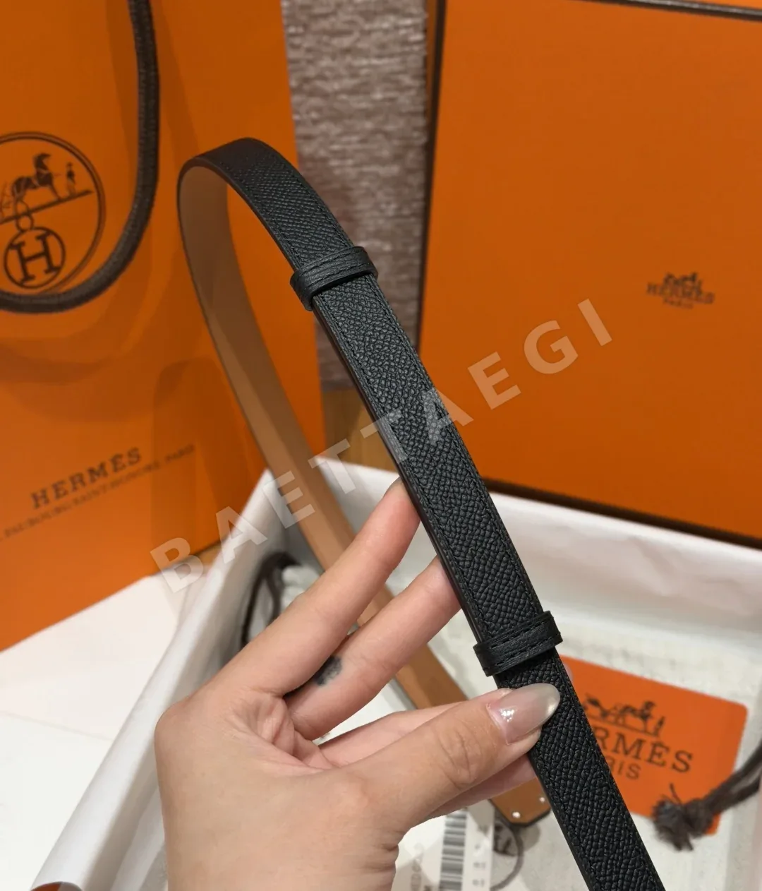 에르메스 켈리 팔라듐 버클 헌터 가죽 벨트 상세 이미지 8