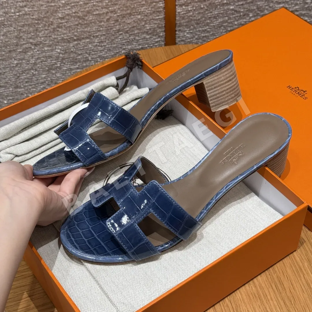 에르메스 오아시스 샌들 Storm Blue Alligator 하이힐 상세 이미지 4