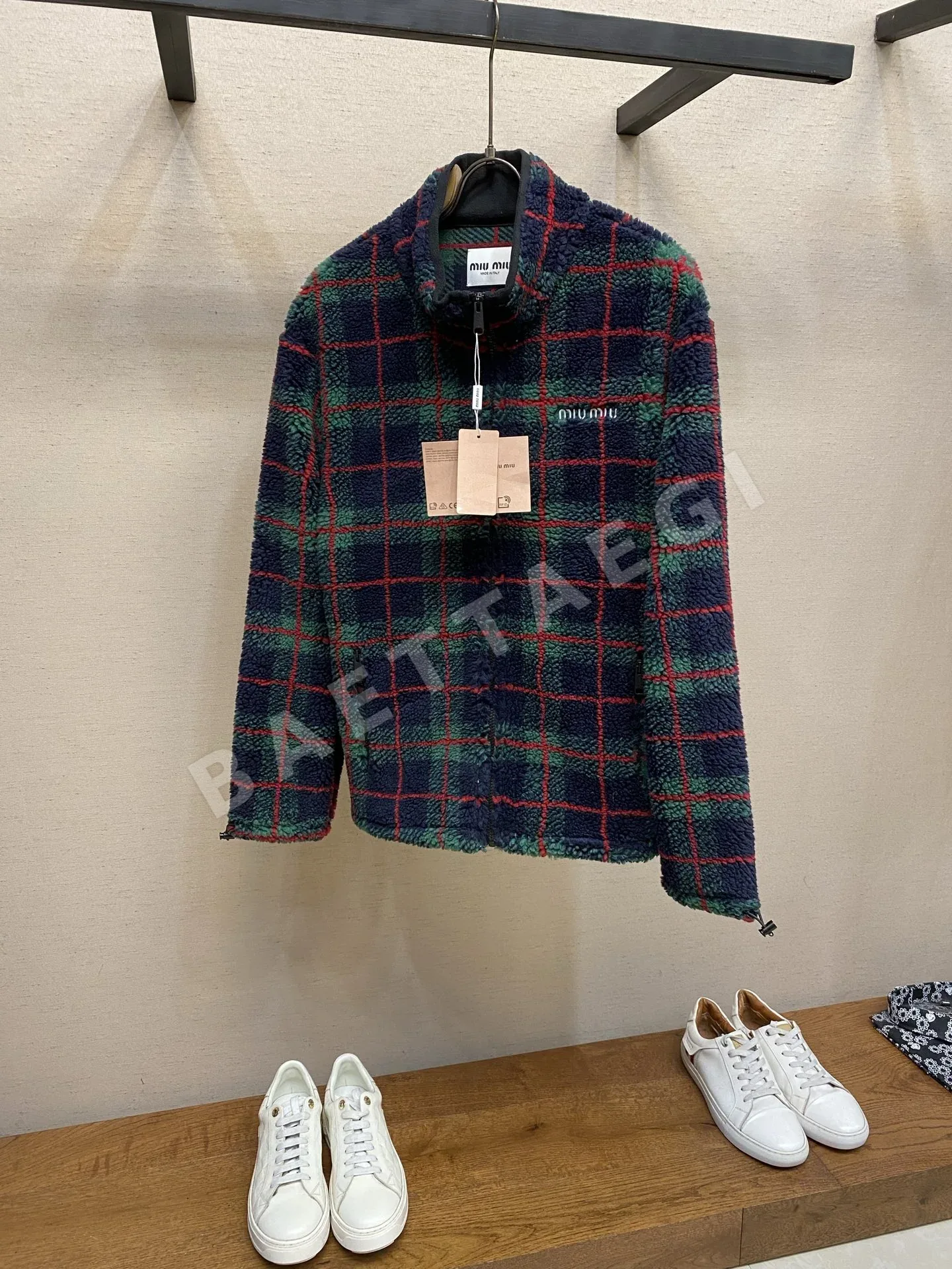 미우미우 컬러 블록 체크 남성 자켓 186391