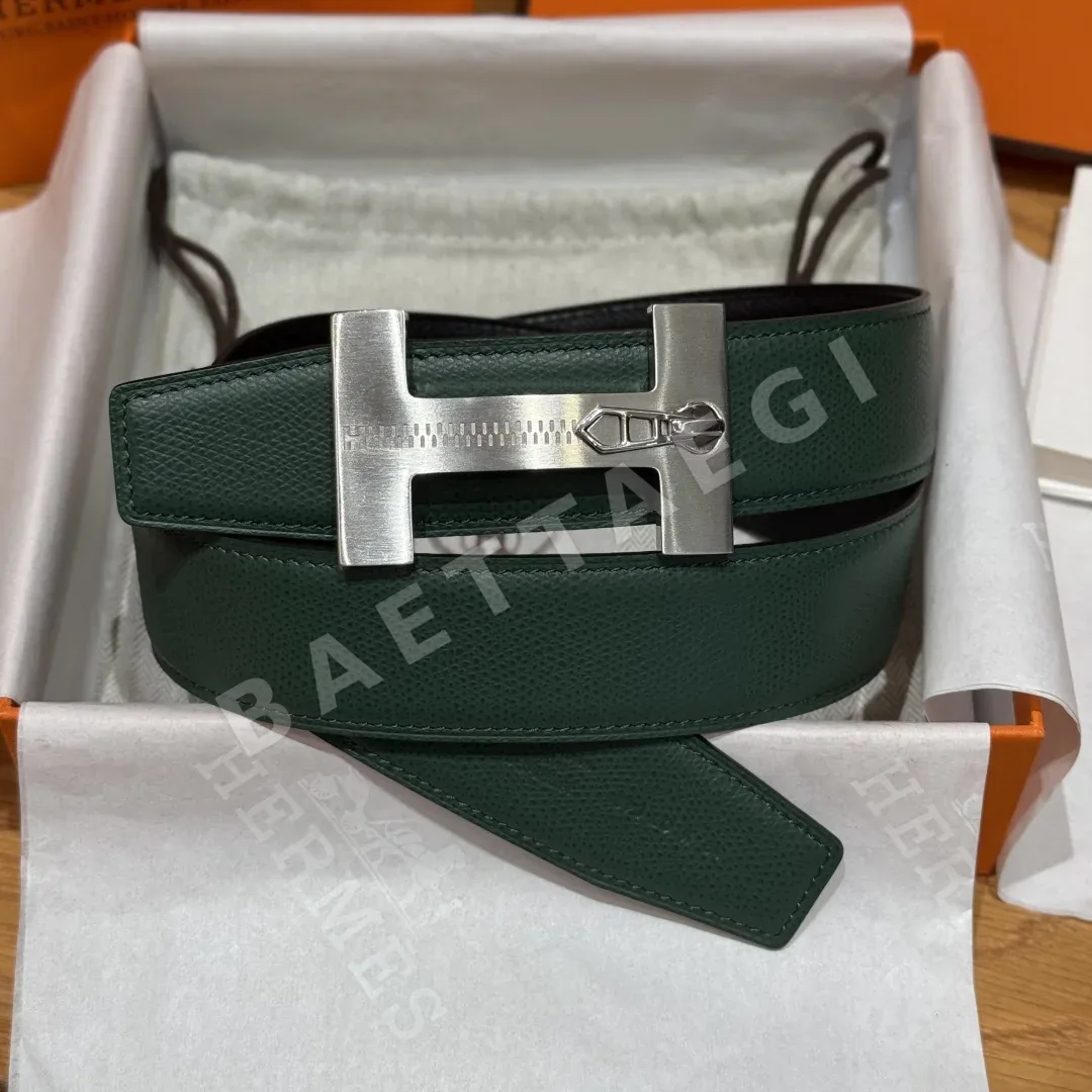 에르메스 H 버클 양면 가죽 벨트 175377