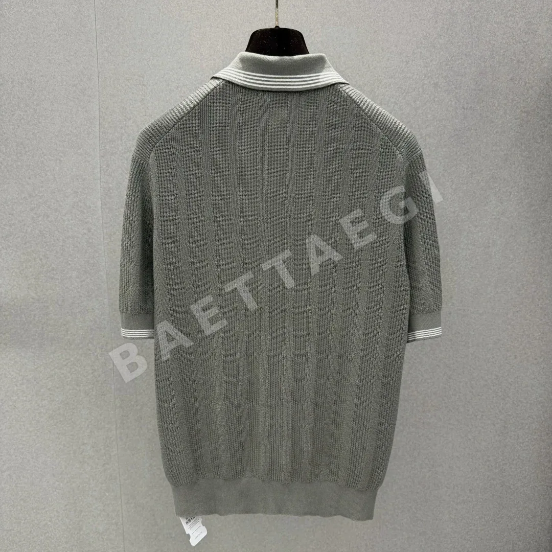 브루넬로쿠치넬리 잉글리시 립 스트라이프 코튼 반팔 폴로셔츠 상세 이미지 2