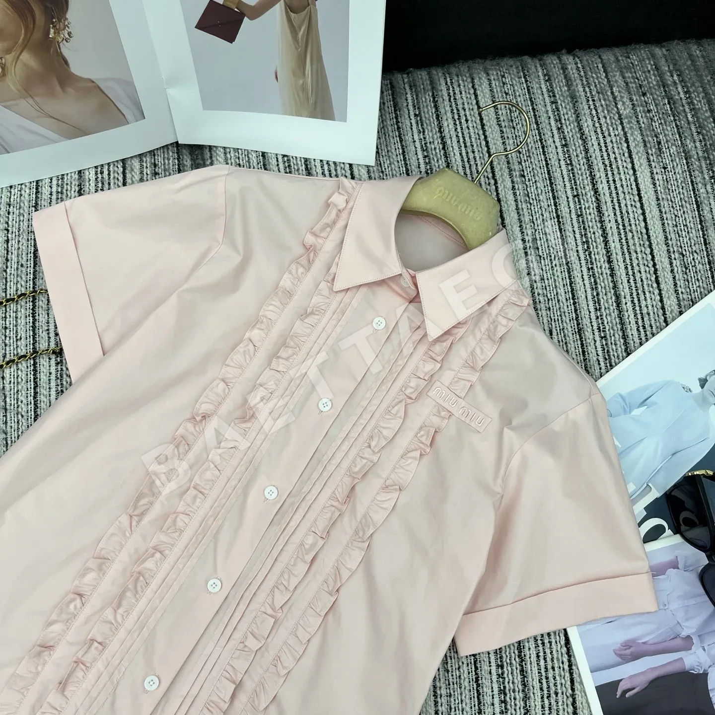 미우미우 프릴 카라 반팔셔츠 상세 이미지 3