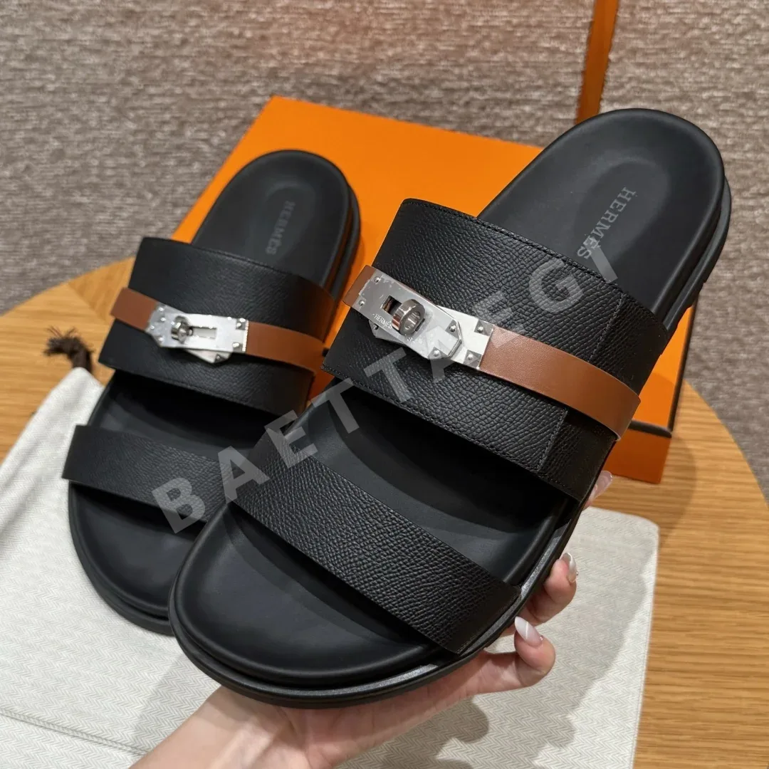 에르메스 잭슨 샌들 블랙 카프스킨 실버 하드웨어 상세 이미지 8