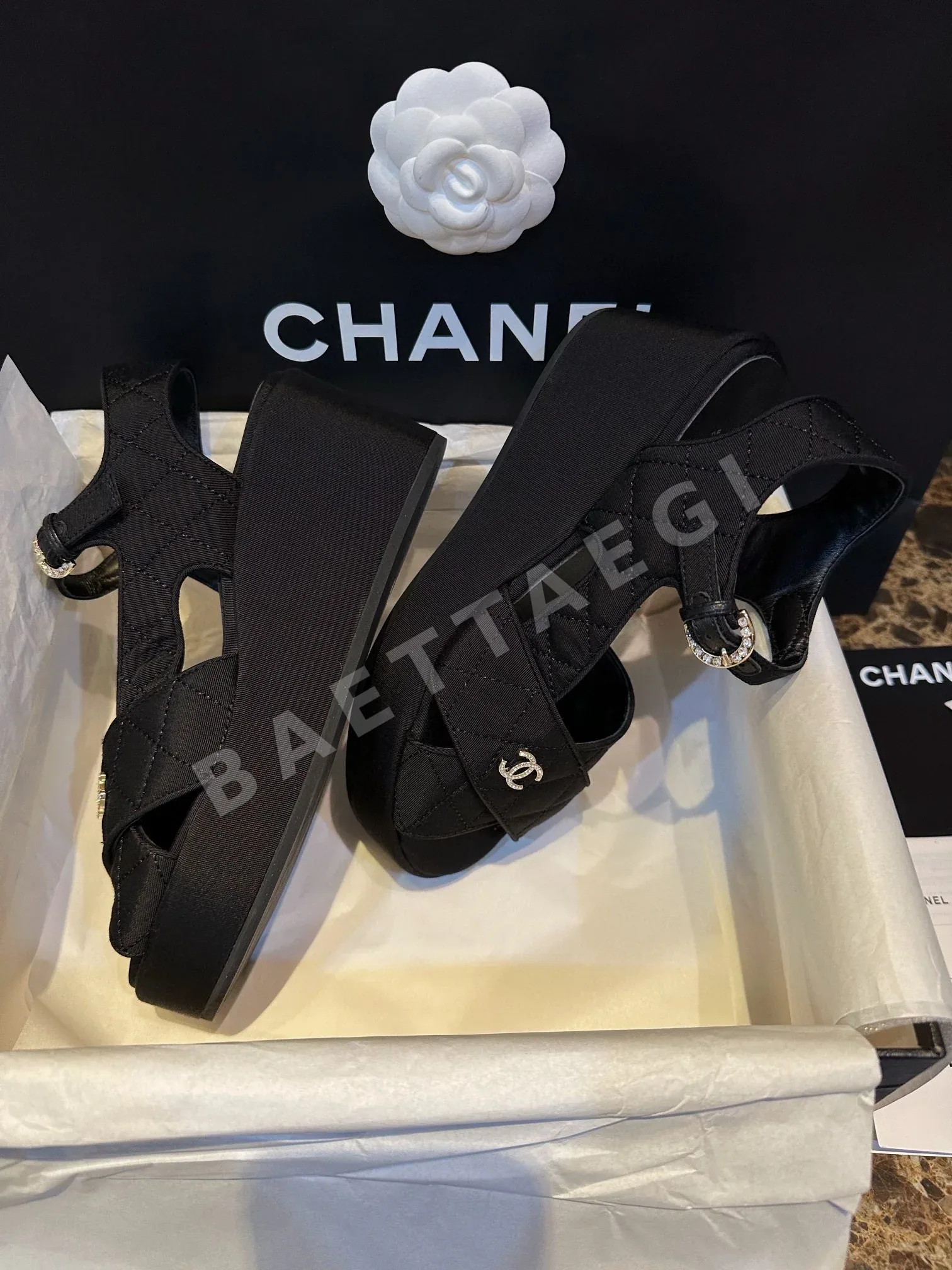 샤넬 새틴 플랫폼 핍토 샌들 3258 상세 이미지 7