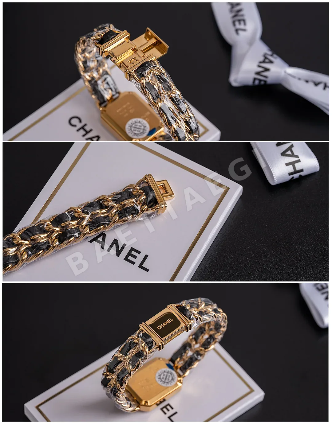 샤넬 프리미에르 락 블랙 골드 체인 BV 공장 여성 시계 레플리카 44745 Chanel 상세 이미지 8