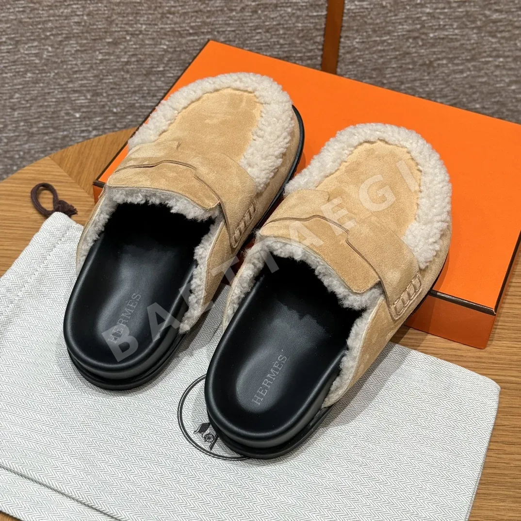 에르메스 고 뮬 마블 베이지 스웨이드 카프 가죽 상세 이미지 4