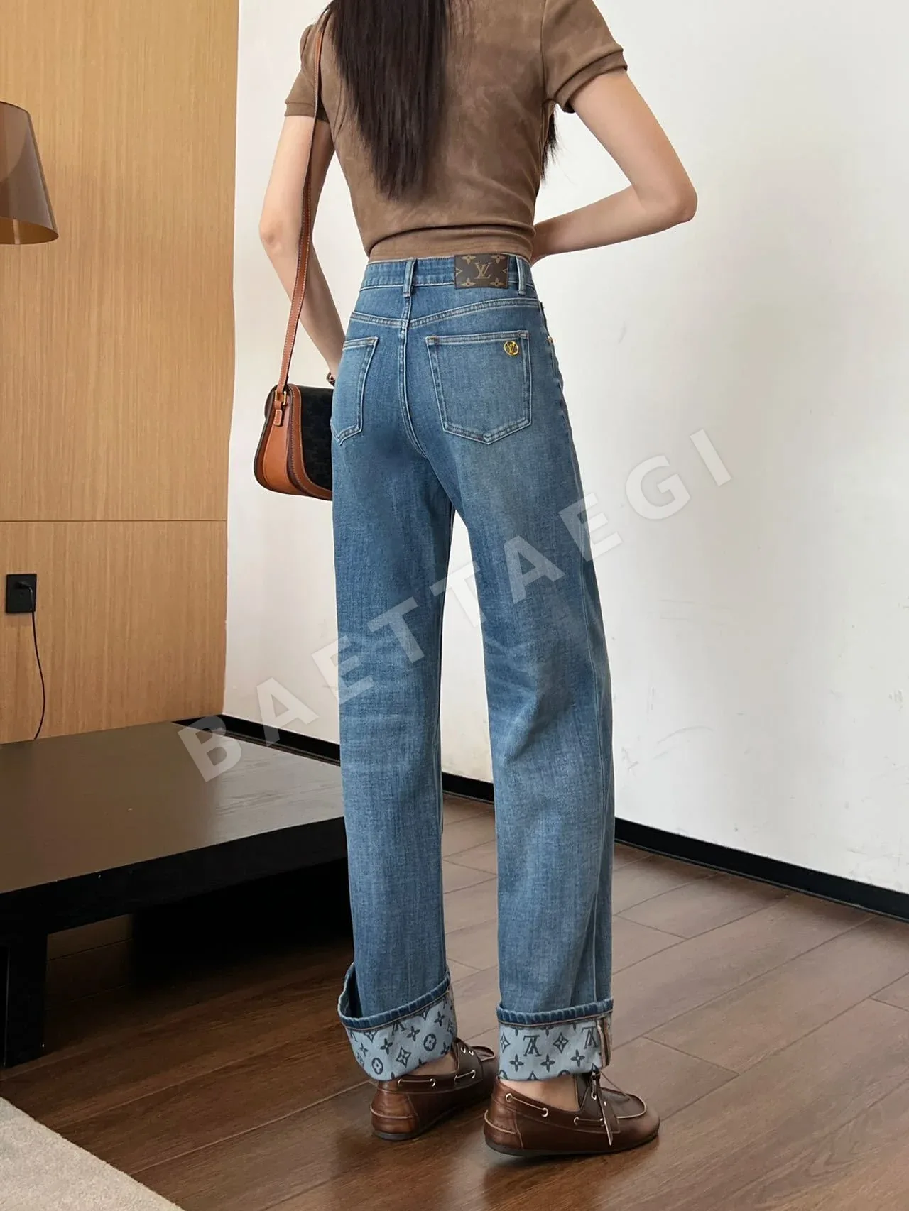 루이비통 스트레치 데님 여성 바지 상세 이미지 2