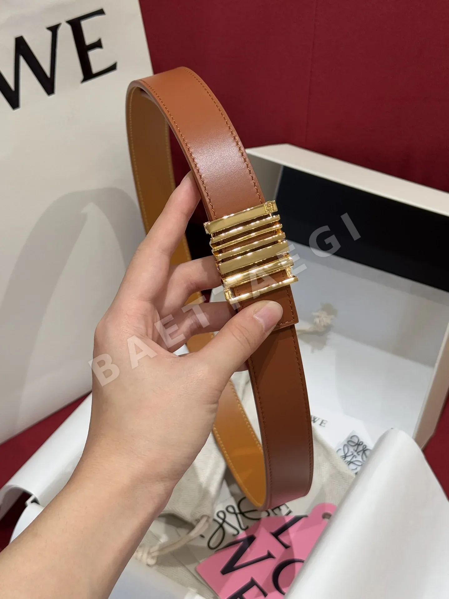 로에베 아나그램 버클 소가죽 벨트 174968
