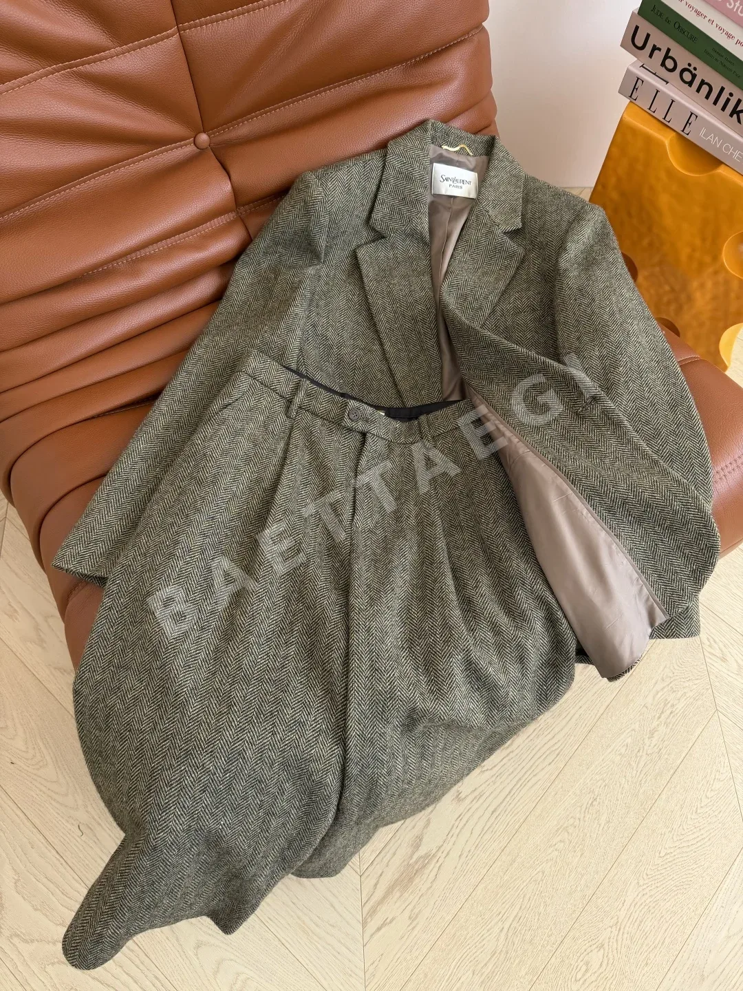 생로랑 헤링본 울 재킷 팬츠 세트 165476