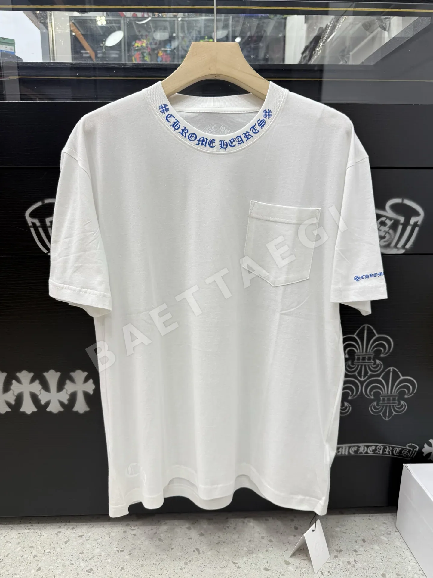 크롬하츠 블루 레터 카라 반팔 티셔츠 83140