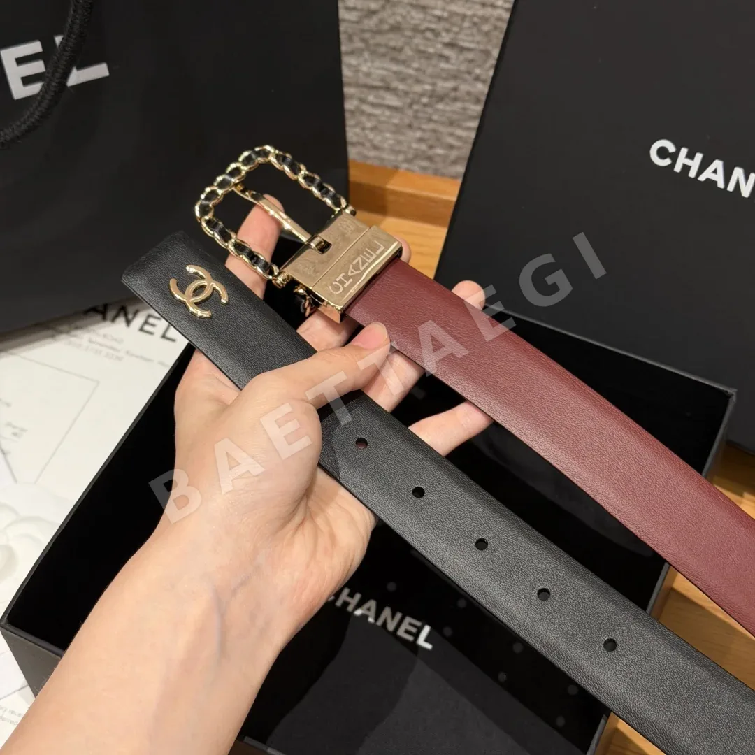 샤넬 체인 더블 C 메탈 버클 가죽 벨트 상세 이미지 6