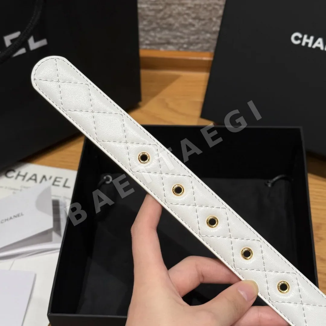 샤넬 더블 C 메탈 로고 램스킨 벨트 상세 이미지 8