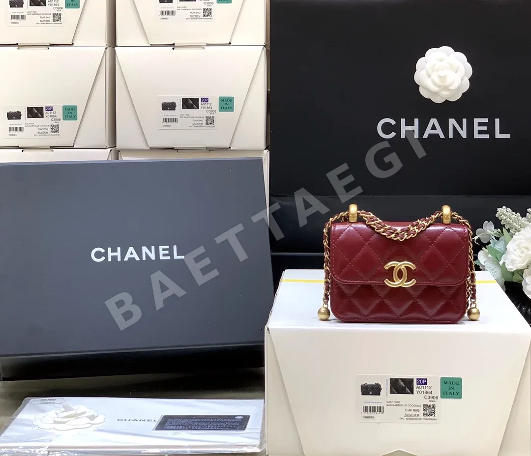 샤넬 메티에 다르 더블 골드 비즈 미니 백 AP2290 37262