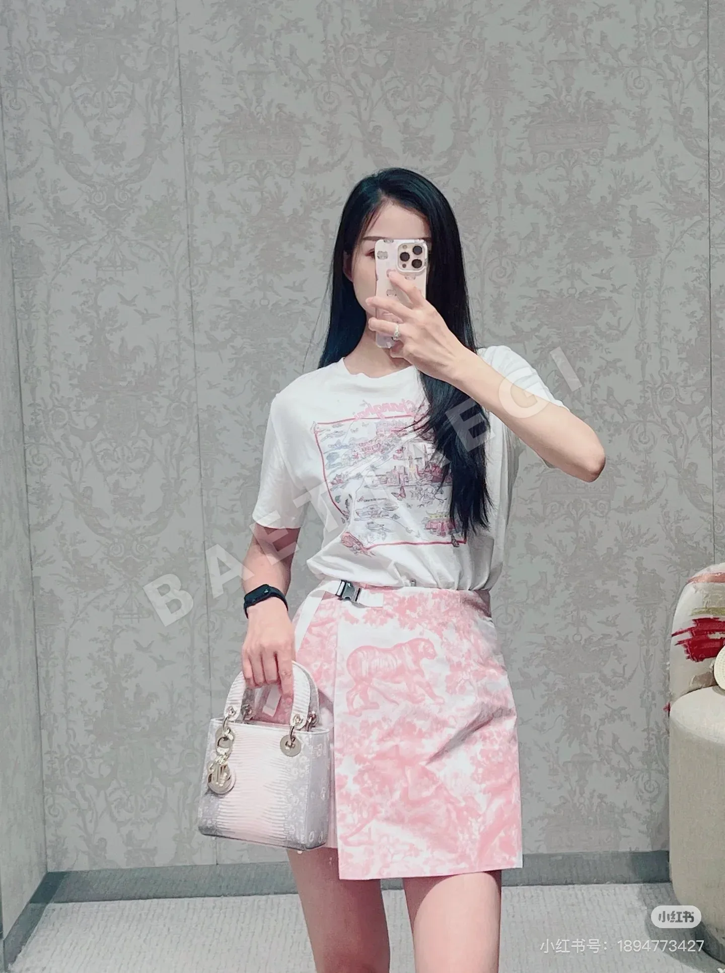 디올 상하이 밴드 석양 프린트 린넨 반팔 티셔츠 상세 이미지 2