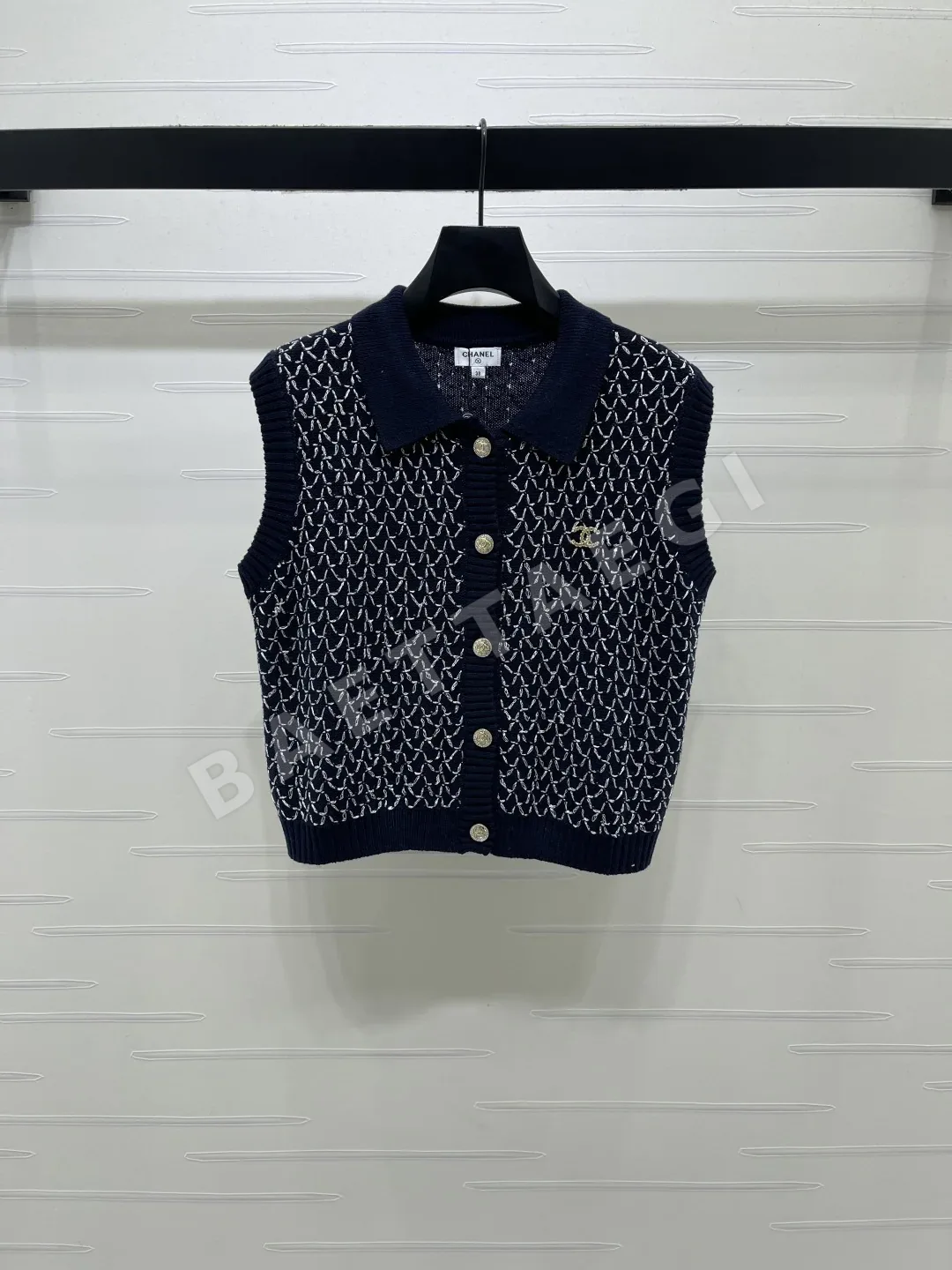 샤넬 카라 니트 베스트 여성용 반팔 155629