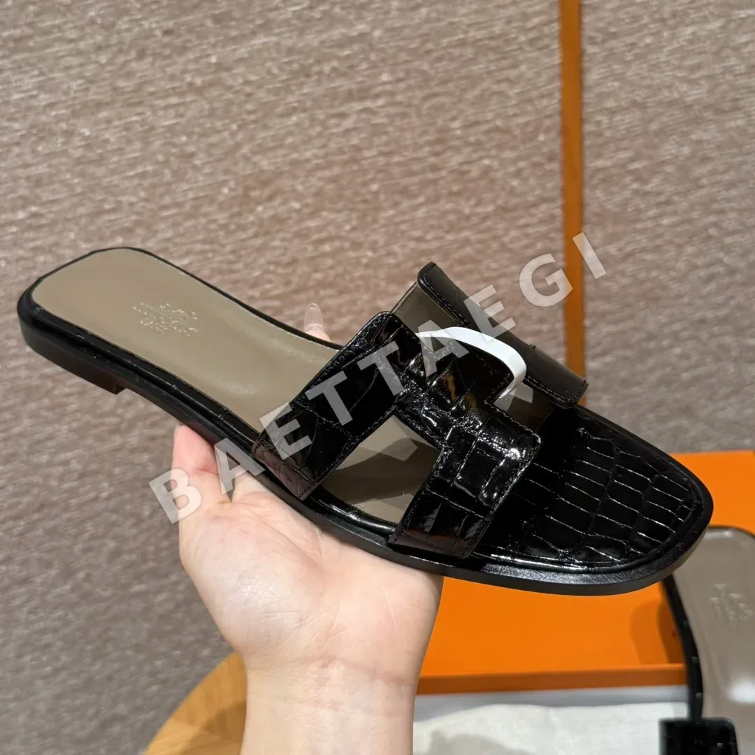 에르메스 오란 샌들 black alligatore H 컷아웃 상세 이미지 1