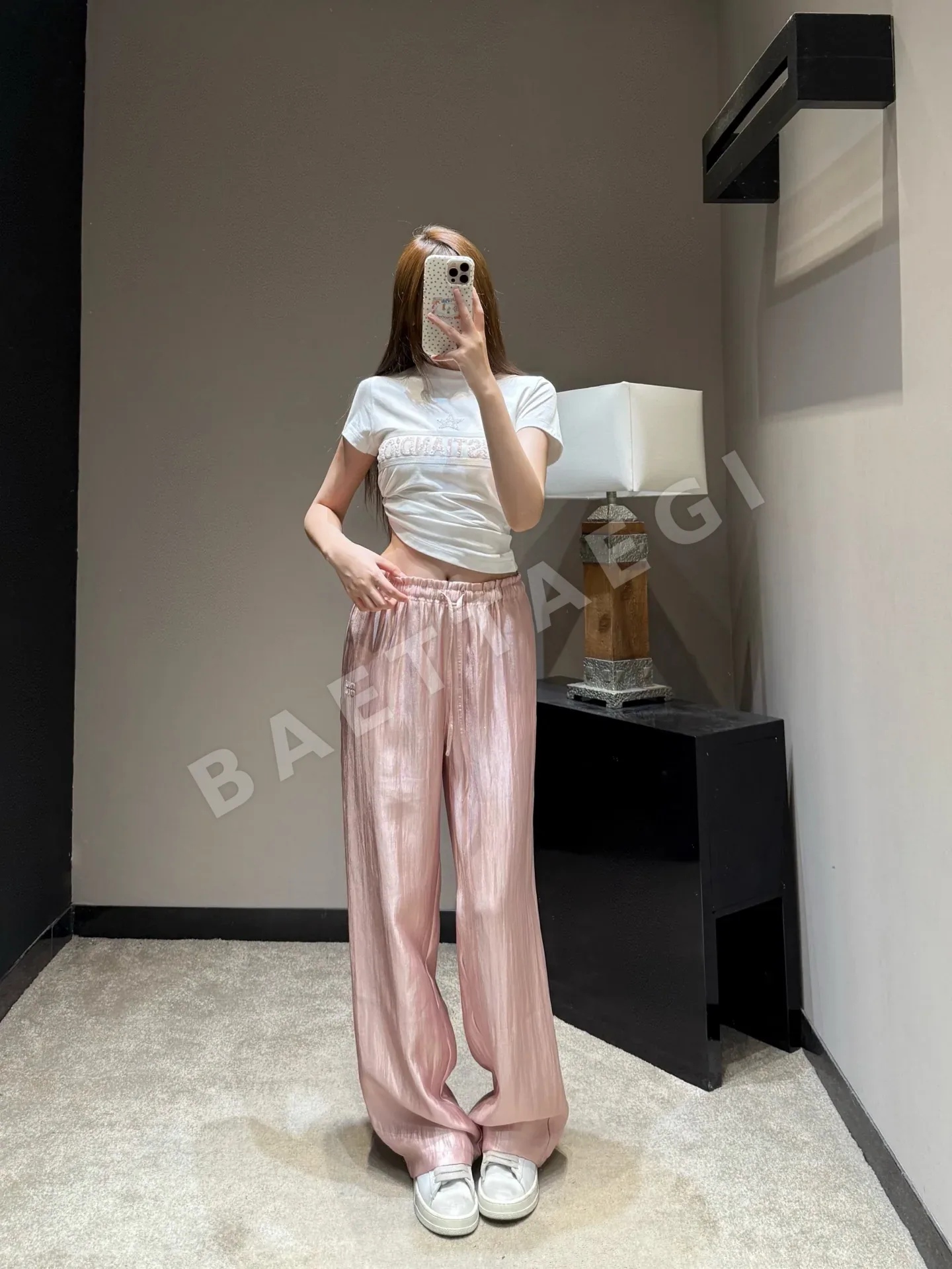미우미우 텐셀 허리밴드 여성 바지 상세 이미지 9